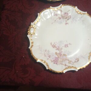 Antique floral gold plate